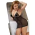 Cottelli Plus Size - läpikuultava pitsinen babydoll - musta - 4XL