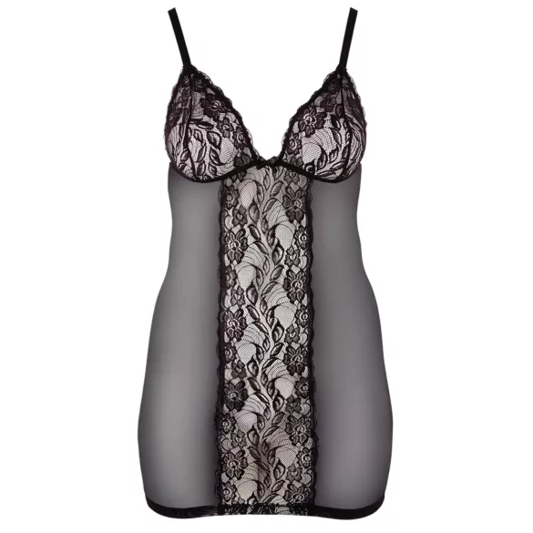 Cottelli Plus Size - läpikuultava pitsinen babydoll - musta - 4XL