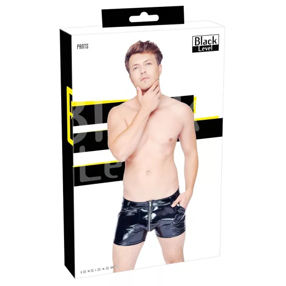 Black Level - miesten lakka shortsit - sivutaskut - musta - L