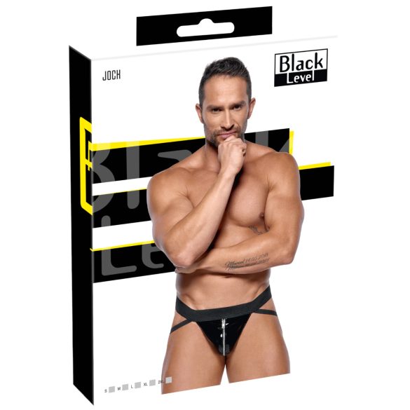 Black Level - miesten jockstrap vetoketjulla - musta