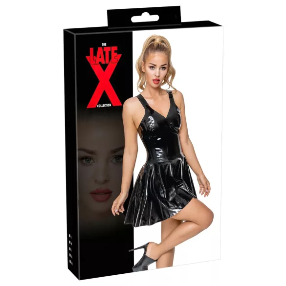 LATEX - minimekko röyhelöhameella (musta)