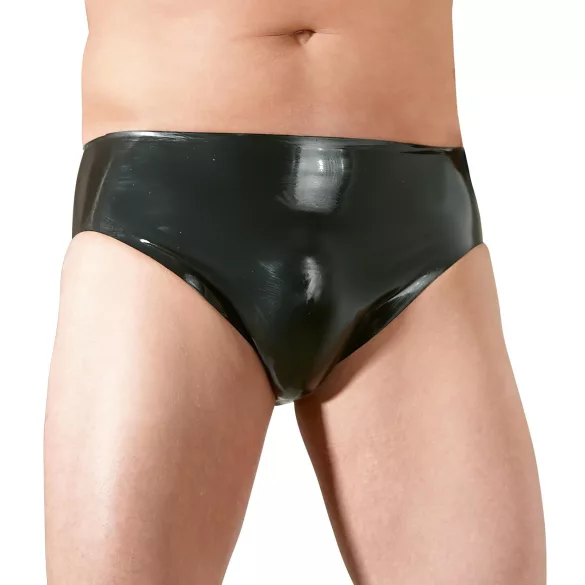 Latex miesten alushousut sisäisellä peniksellä ja anustildolla (musta) - L