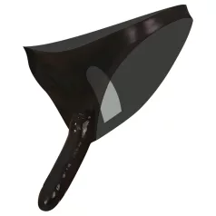   Latex-musta alushousu ulkoisella ja sisäisellä dildolla (S-L)