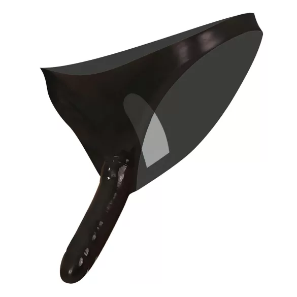 Latex-alushousut ulkoisella ja sisäisellä dildolla (musta, S-L)