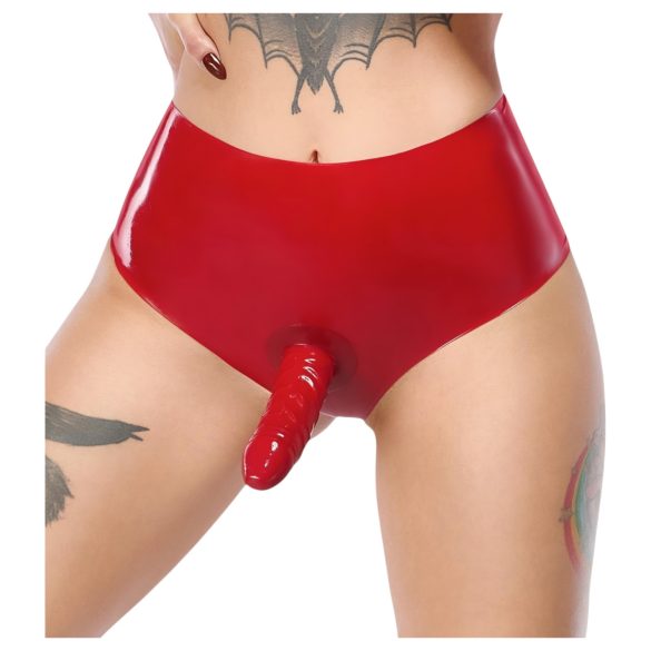 LATEX - aidon tuntuinen dildo alapohjalla (punainen)