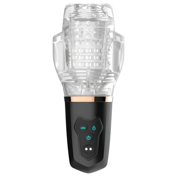 Funny Me Rocket Cup - masturbaattori imu ja värinä - läpinäkyvä/musta