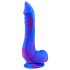 Inkipus - silikonidildo kivipalloilla - 18 cm (sininen-vaaleanpunainen)