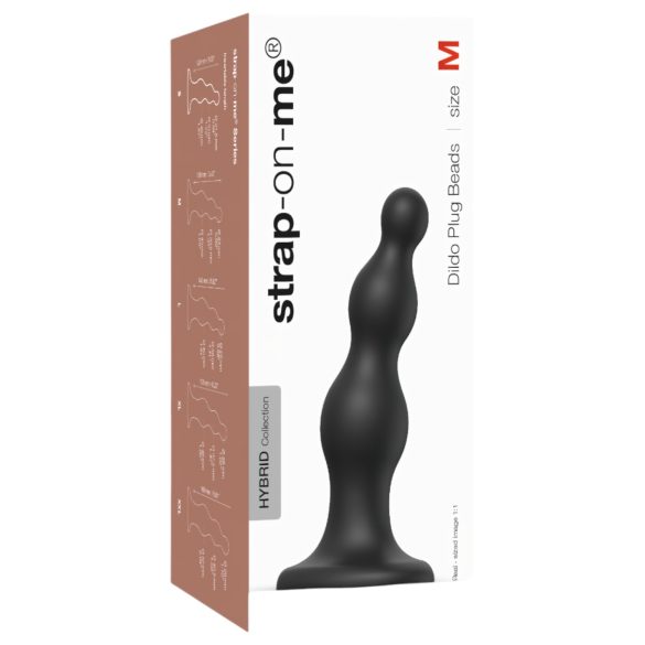 Strap-on-me Helmiketju M - helmiäisillä, imukupilla varustettu dildo (musta)
