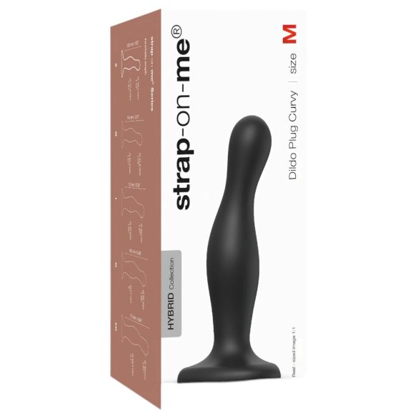Strap-on-me Curvy M - aaltoileva imukuppidildo (musta)