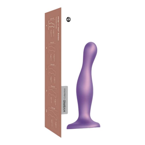 Strap-on-me Curvy M - aaltoileva, imukupilla varustettu dildo (liila)