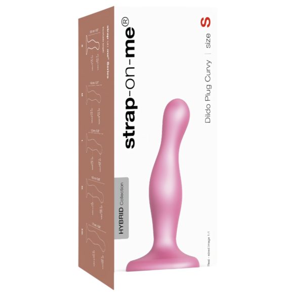 Strap-on-me Curvy S - aaltokuvioitu, imukupilla varustettu dildo (pinkki)