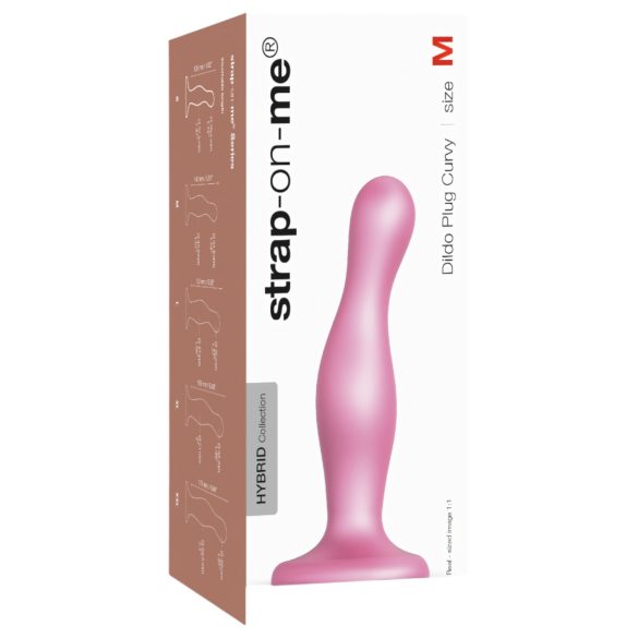 Strap-on-me Curvy M – Aaltomuotoinen Imukuppidildo (pinkki)