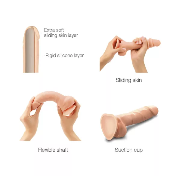 Strap-on-me - kaksikerroksinen dildo tapilla - S - iho