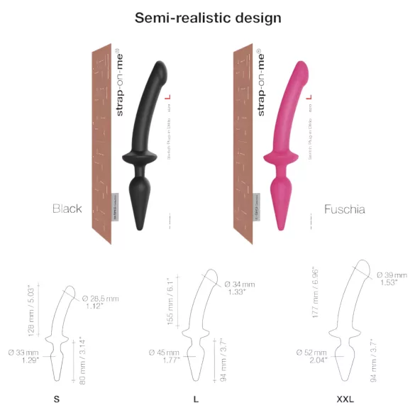 Strap-on-me Switch Semi-Realistic L - 2-in-1 silikonidildo (pinkki)