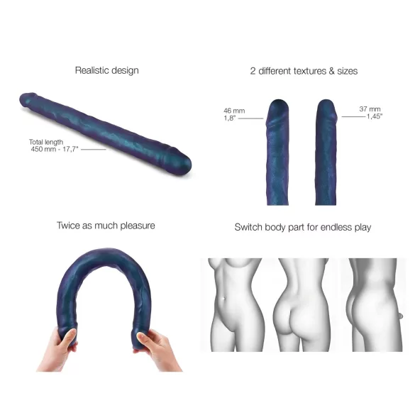 Strap-on-me - tupladildo - metalli sininen