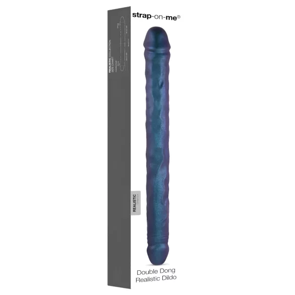 Strap-on-me - tupladildo - metalli sininen