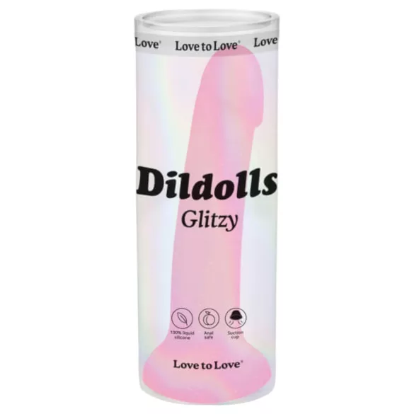 Dildolls Glitzy - imukupeilla varustettu silikonidildo (pinkki)