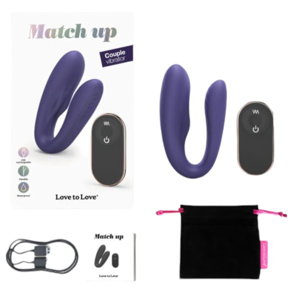 Love to Love Match Up - Ladattava, radio-ohjattu parivibraattori (liila)