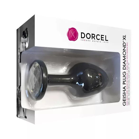 Dorcel Geisha Plug Diamond XL - musta anustappi valkoisella kivellä