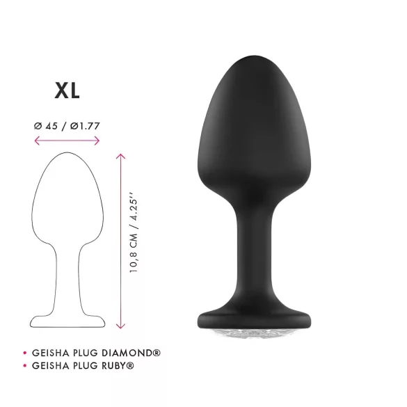 Dorcel Geisha Plug Diamond XL - musta anustappi valkoisella kivellä