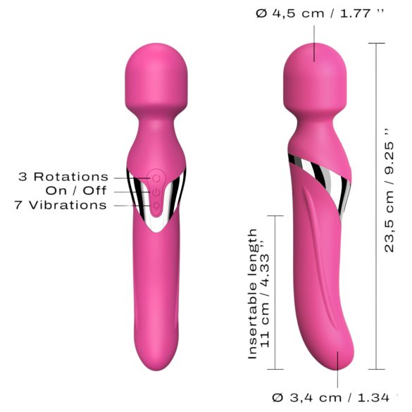 Dorcel Dual Orgasms - ladattava 2in1 vibraattori hierontaan - pinkki