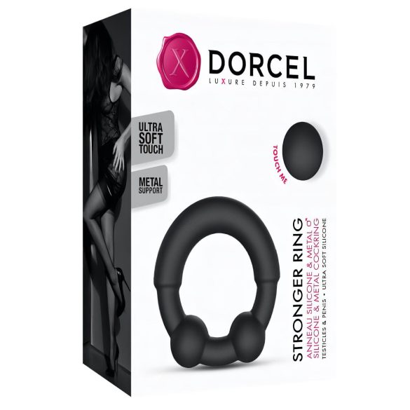 Dorcel - penisrengas metallisella vahvikkeella - musta
