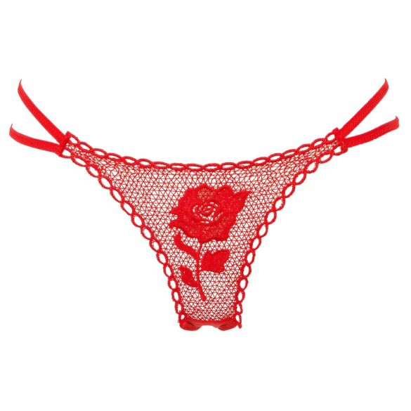 Panty Rose - ruusukukkainen stringtanga - punainen S-L
