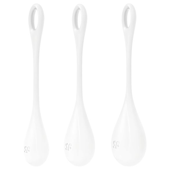 Satisfyer Yoni Power 1 - valkoinen geishapallosetti (3 osaa)