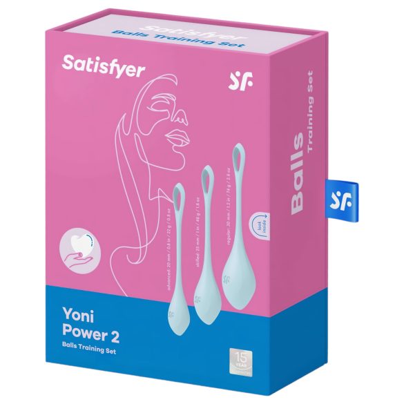Satisfyer Yoni Power 2 - geishakuulapakkaus - 3 osaa - sininen