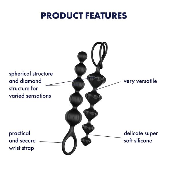 Satisfyer Love Beads - anaalikuulaketju setti - musta