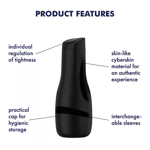 Satisfyer Men Classic - miesten masturbaattori - manuaalinen imutoiminto - musta