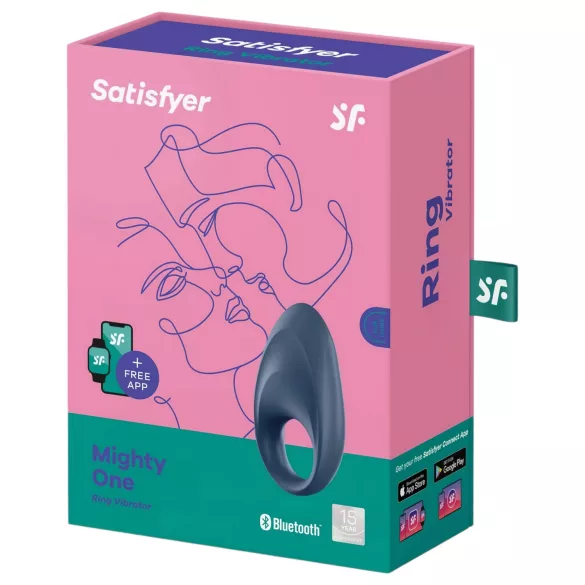 Satisfyer Mighty One - vibraatiopenisrengas - sininen - älykäs ohjaus