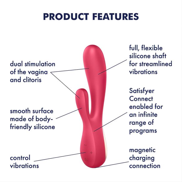 Satisfyer Mono Flex - älyvibraattori - vesitiivis - punainen