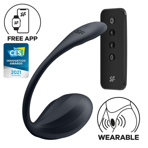 Satisfyer - vibraatiomuna kaukosäätimellä - musta, ribbed petal