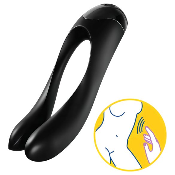 Satisfyer Candy Cane - ladattava, vedenpitävä kaksipäinen vibraattori (musta)