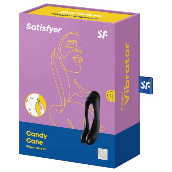 Satisfyer Candy Cane - kaksiosainen vibraattori - ladattava, vedenkestävä, musta