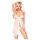 Penthouse Sweet Beast - ruusukuvioinen babydoll-setti (valkoinen)