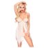 Penthouse Sweet Beast - ruusukuvioinen babydoll-setti (valkoinen)
