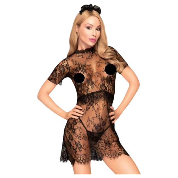 Penthouse Poison Cookie - pitsimekko, stringit ja hiuskoriste (musta) - M/L