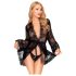 Penthouse Hypnotic Power - pitsinen lyhyt aamutakki ja stringit (musta) - XL