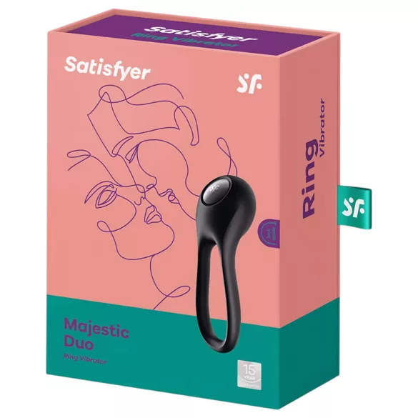 Satisfyer Majestic Duo - vibraattori penisrengas - akkukäyttöinen, vedenkestävä