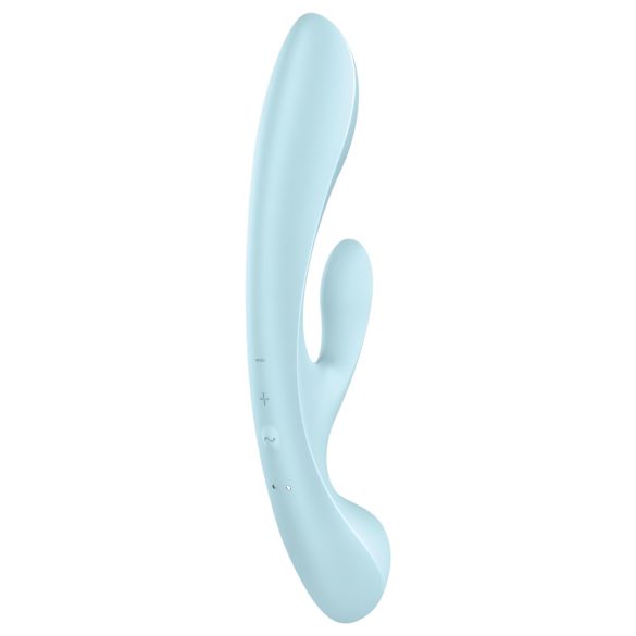 Satisfyer Triple Oh - ladattava vibraattori klitorisvarrella - sininen