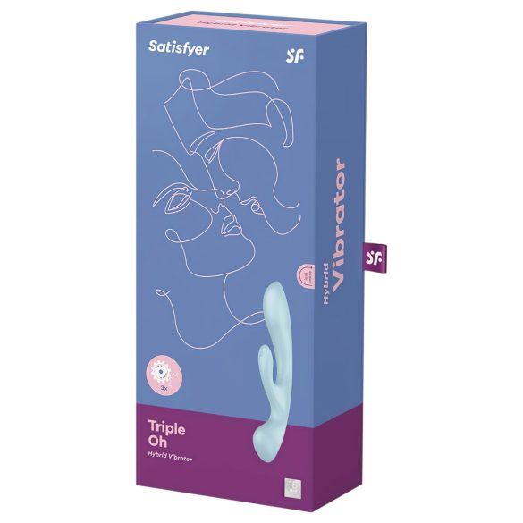 Satisfyer Triple Oh - ladattava vibraattori klitorisvarrella - sininen