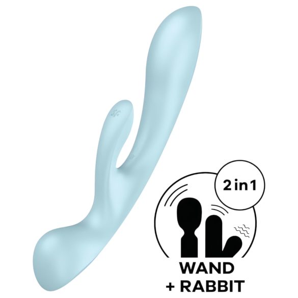 Satisfyer Triple Oh - ladattava vibraattori klitorisvarrella - sininen