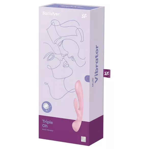 Satisfyer Triple Oh - ladattava klitoriskiihotin vibraattori varrella - pinkki