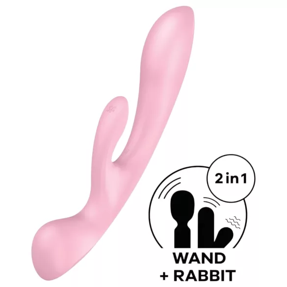 Satisfyer Triple Oh - ladattava klitoriskiihotin vibraattori varrella - pinkki