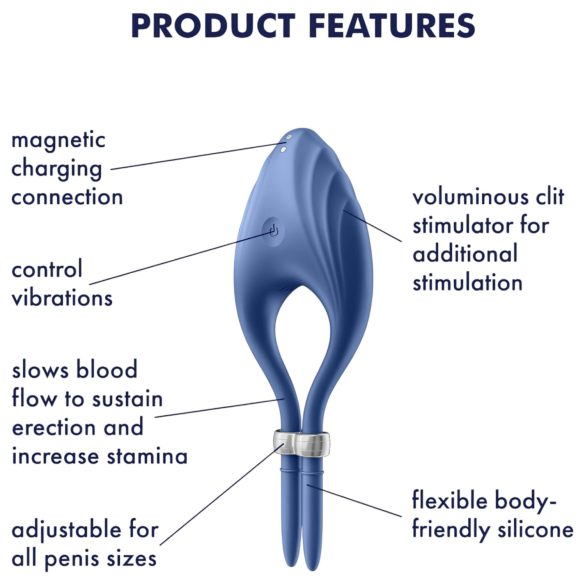Satisfyer Duelist - vibraattoripenisrengas - ladattava - sininen