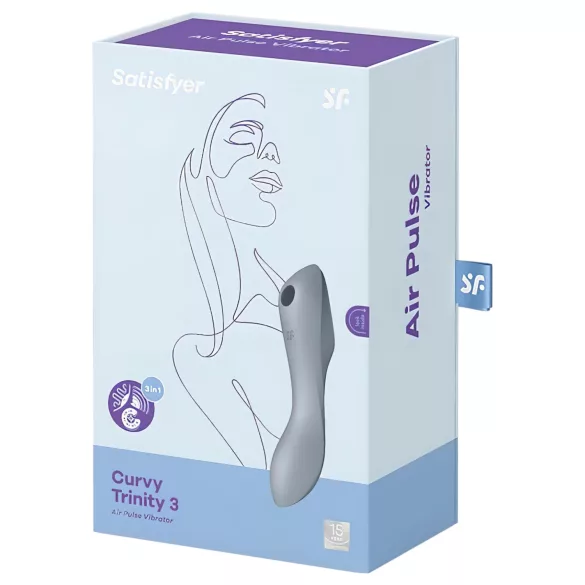 Satisfyer Curvy Trinity 3 - ilmalla stimuloiva 2in1 vibraattori - harmaa