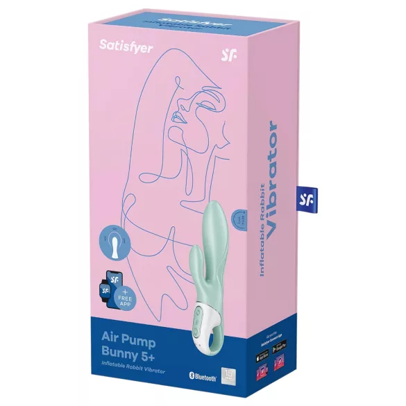 Satisfyer Air Pump Bunny 5 - Sovelluksella ohjattava pumpattava vibraattori (minttu)