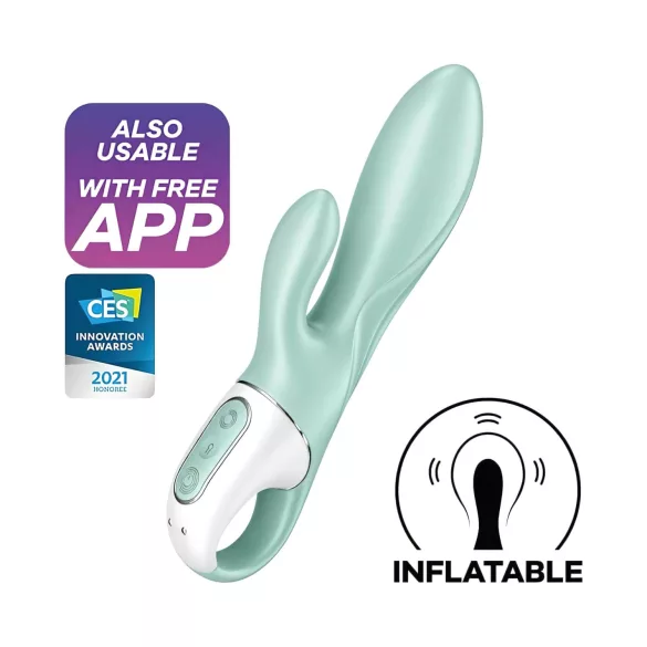 Satisfyer Air Pump Bunny 5 - Sovelluksella ohjattava pumpattava vibraattori (minttu)